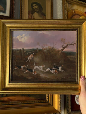 Vintage Style Beagles Landscape Print Framed Size 8x10